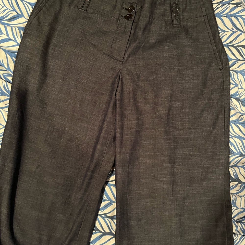 Ann Taylor loft petites 6 P Marisa style grey dress pants cuffed at ankle.s